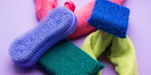 Abstract background with cleaning cloths, sponges